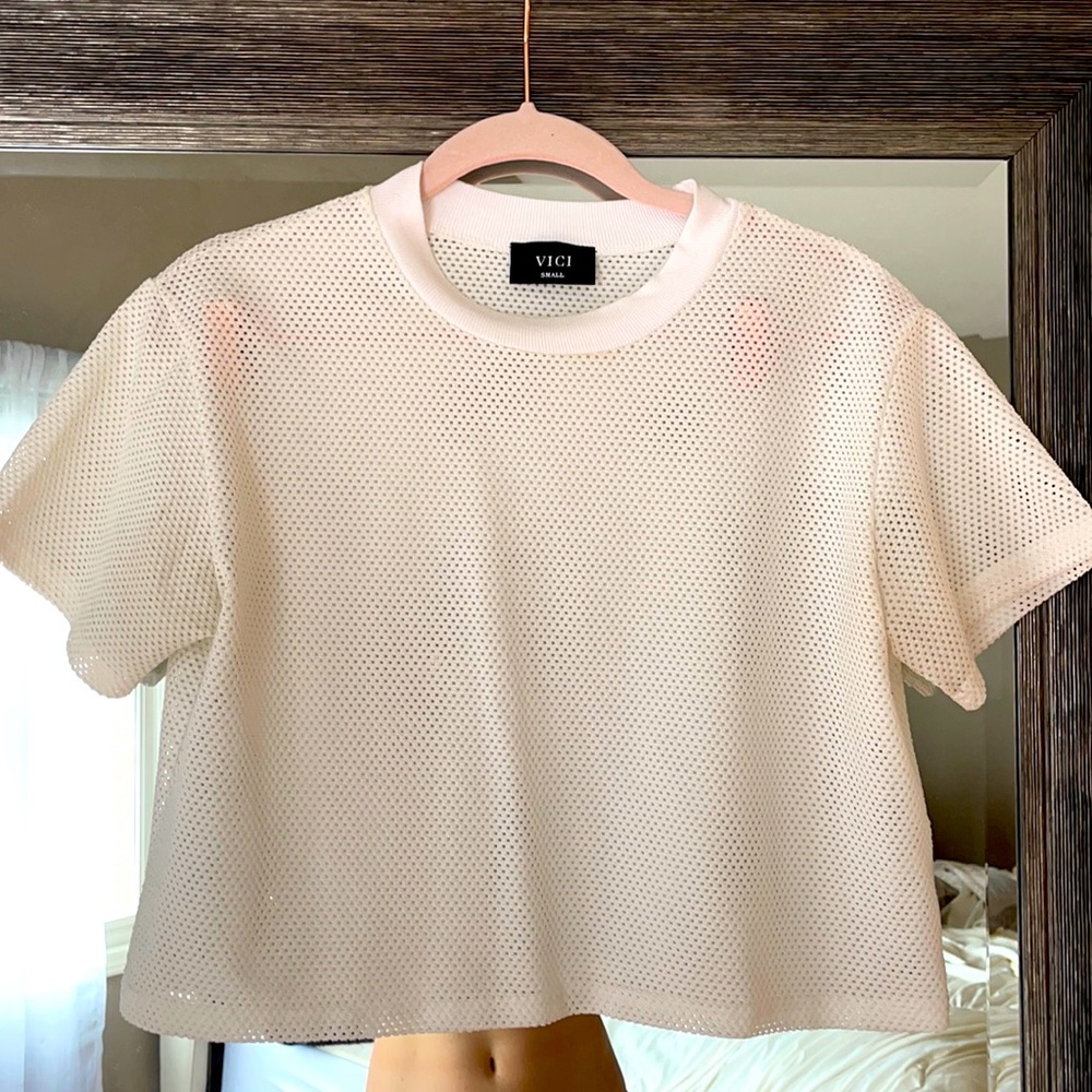 Vici dolls white mesh crop top